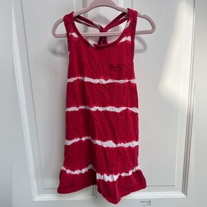 Crazy 8 2T Girls Red and White Stripe Tie-Dye Tank Top Tie Knot Dress